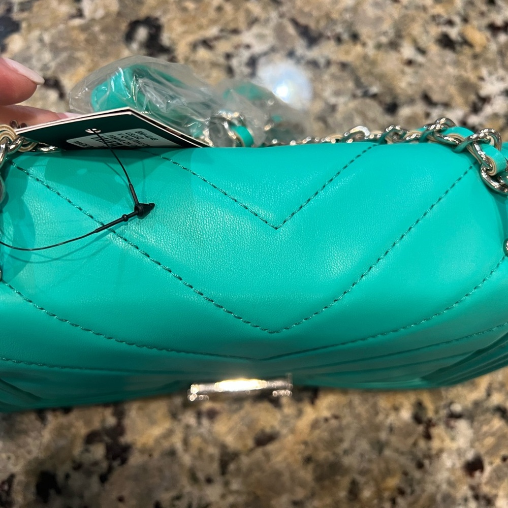 Badgley Mischka Turquoise Quilted Crossbody Bag - Picture 9 of 11